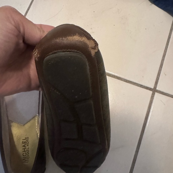 Michael Kors Logo Ballet Flats Brown Gold Size 8 - Picture 4 of 5